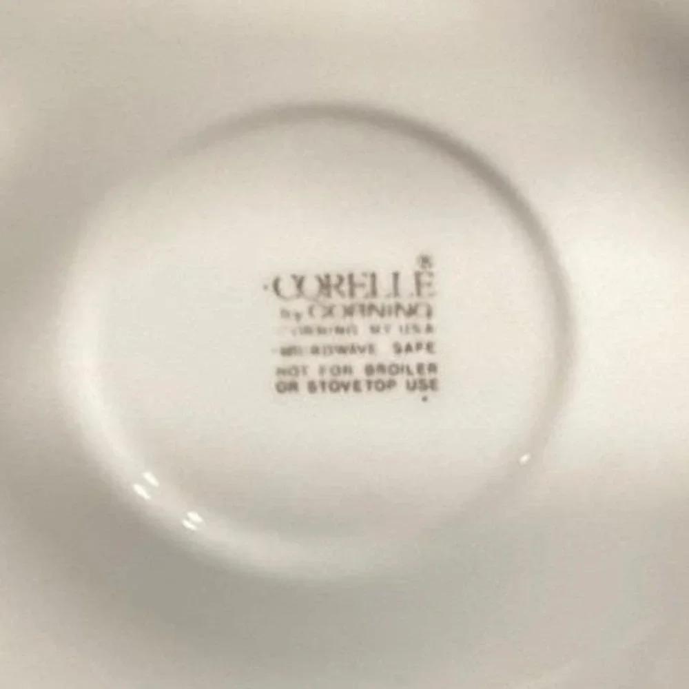 Corelle Corningware White‎ Saucers, Set of 4, Single Green Band, Vtg Dinnerware